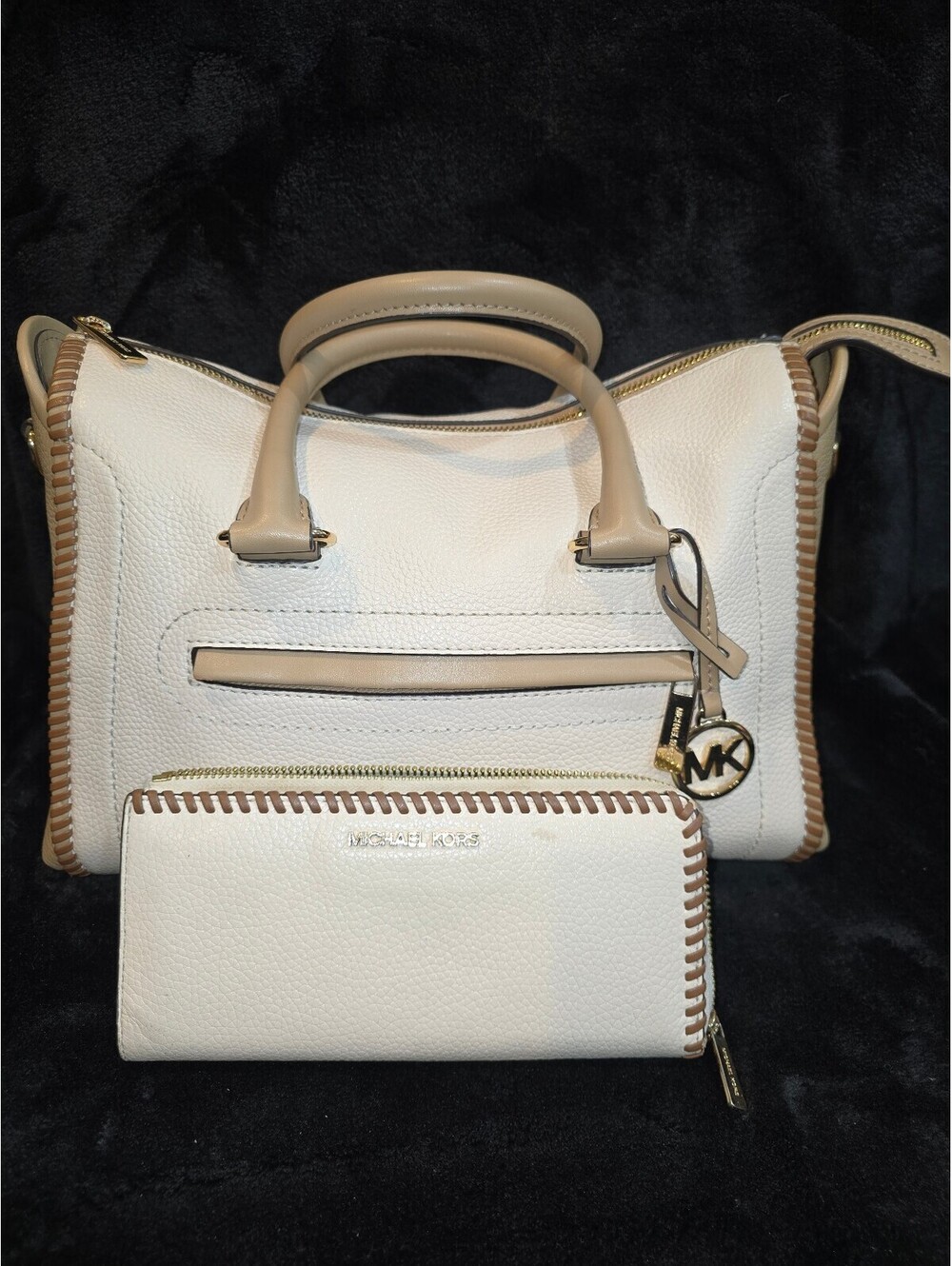 80. Michael Kors Carine Large Two-Tone Leather Satchel